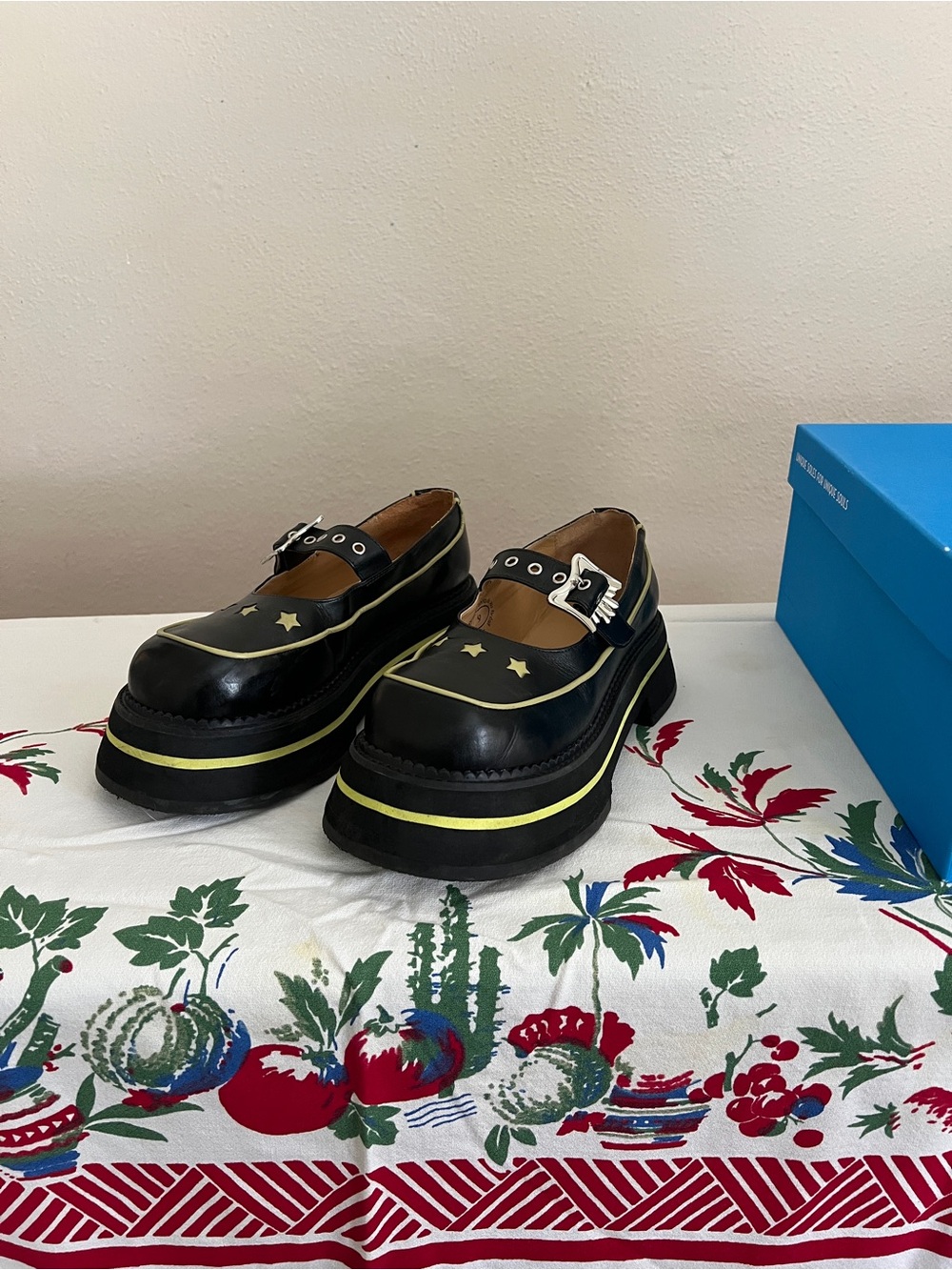 John Fluevog FV3 Black Platform Mary Janes